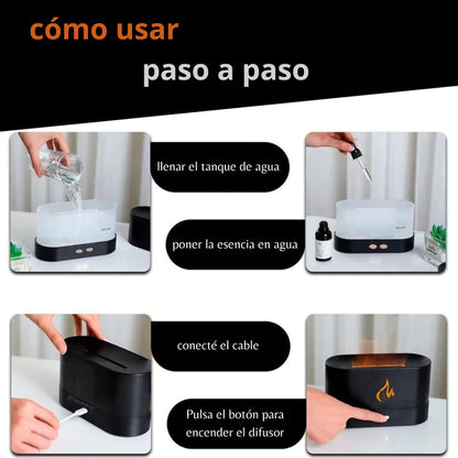 🔥 Humidificador / Difusor de aromas con efecto de Llama